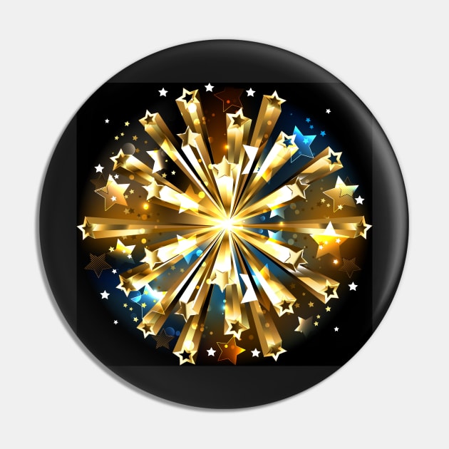 Ball of Gold Stars Pin by Blackmoon9