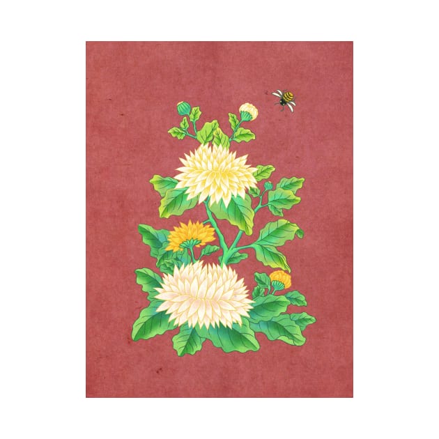 Minhwa: Chrysanthemum and Bumblebee F Type by koreanfolkpaint