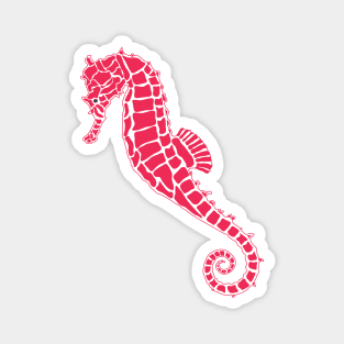 Vivid Pink and Blue Seahorse Design Magnet