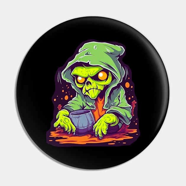 Eerie Halloween Ghoul Art - Spooky Season Delight Pin by Captain Peter Designs