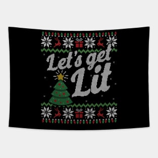 Ugly Christmas Sweater Lets Get Lit Tree Tapestry