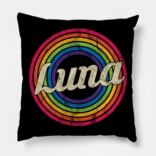 Luna - Retro Rainbow Faded-Style Pillow by MaydenArt