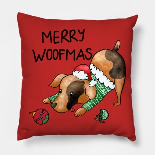 Funny Merry Woofmas Christmas Dog Pillow