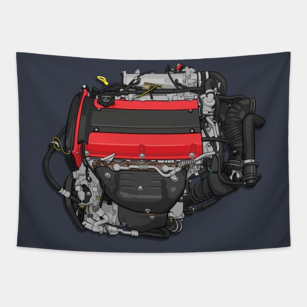 4G63 engine sticker Tapestry by ArtyMotive