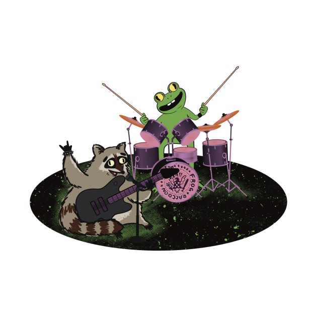 Rock and Roll frog and raccoon by Eden Sprout