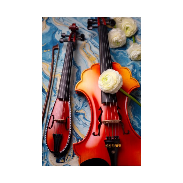 Pocket Violin With Baroque Violine And Flowers by photogarry