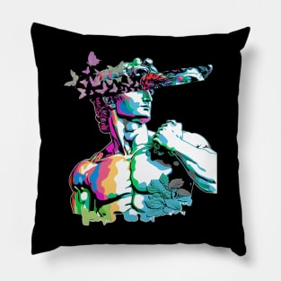 Statue of David with Butterflies Pillow