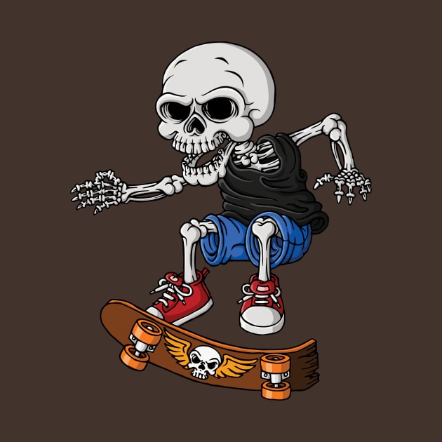 Funny Skeleton Rolling On Skateboard! by ShirtDigger