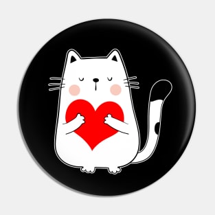 Cute Cat Valentines Day Holding Heart My Valentines Gifts For Lover Cat Pin