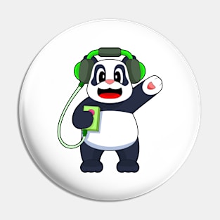 Panda Musician Headphone Music Pin