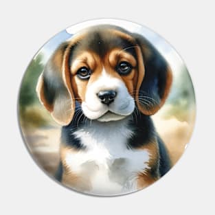 Watercolor Beagle Puppies - Cute Puppy Pin