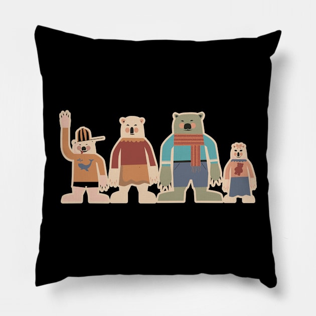 Cute Christmas Postcards - cute Christmas shirt - cute bear family Pillow by Boogosh