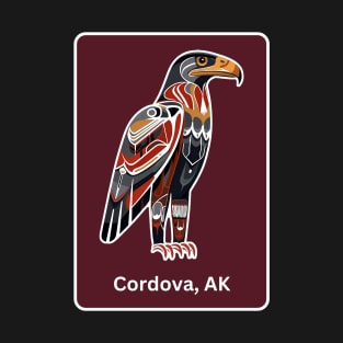 Cordova Alaska Native American Indian American Red Background Eagle Hawk Haida T-Shirt