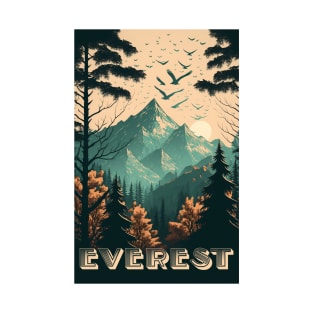 Everest Landscape Mountains Forest Birds T-Shirt