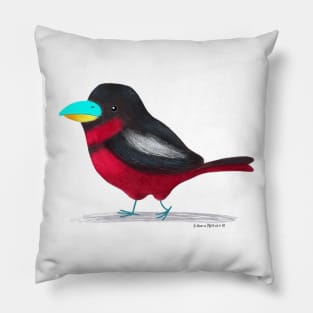 Black and Red Broadbill Bird Pillow