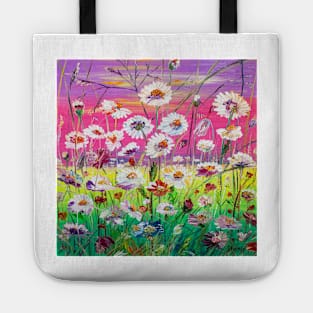 Sunset. Camomile field Tote