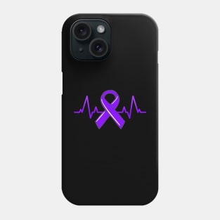 Hodgkins Lymphoma Cancer Awareness Heartbeat Ribbon Phone Case