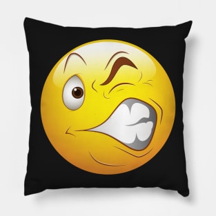 Cringe Smiley Face Emoticon Pillow