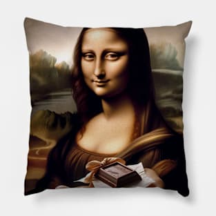 Mona Lisa's Chocolate Gift: White Day Elegance Pillow