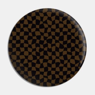 Warped Checkerboard, Black and Brown Pin