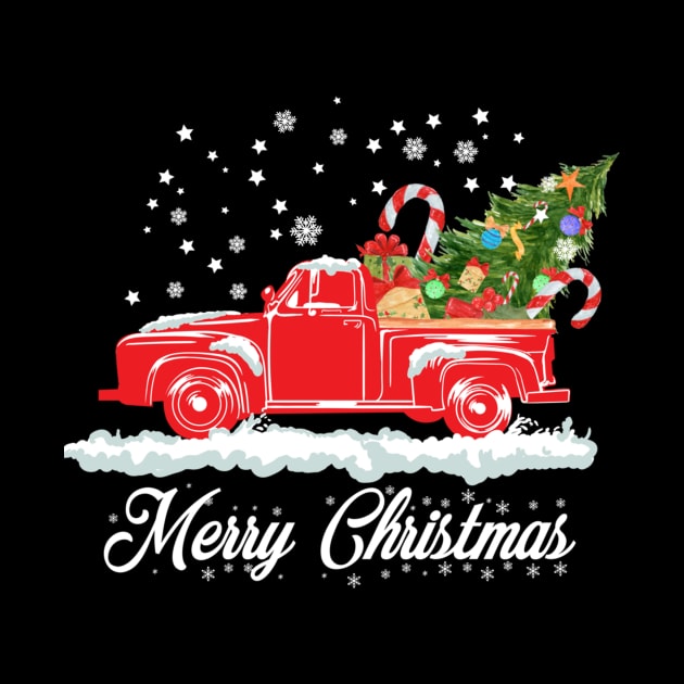 Merry Christmas Retro Vintage Red Truck by Soema