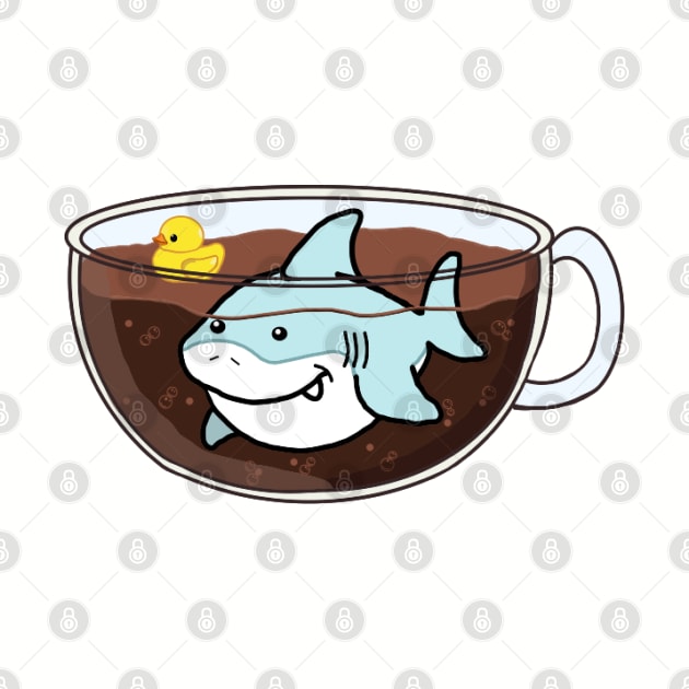 Jawva (Cute Shark Swimming in Coffee) by Octopus Cafe