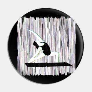 Yoga Woman Glitch Art Pin