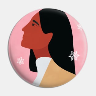 Woman Illustration, Christmas Vibes, Modern, Minimalist, Snowflakes, Snowy Pin