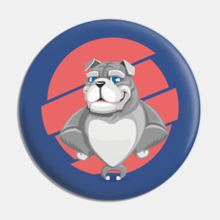 Cute English Grey Bulldog Artwork Pin