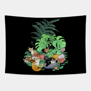 Cats and House Plants Tapestry