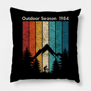 Outdoor Season 1984 Retro Cycling Outdoor Sports Retro Sunset Design Pillow