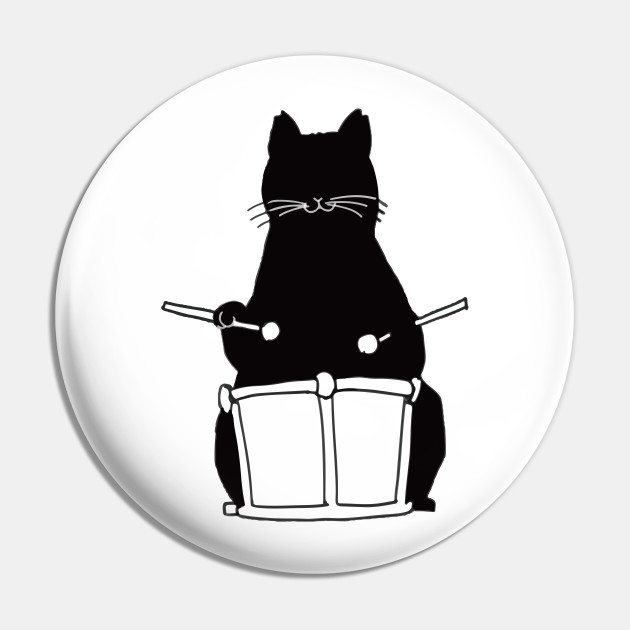 Black Cat Snare Drums Emoji Funny Drumming Gift Drum Cat Pin