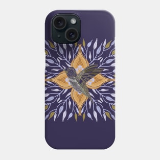 Hummingbird Orange Flower and Leaves Design Phone Case