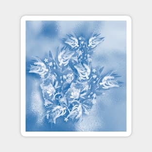Beautiful flower bouquet on a rippled blue background Magnet