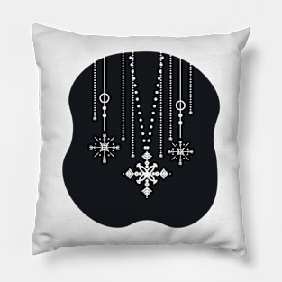Snowflakes on Black Pillow