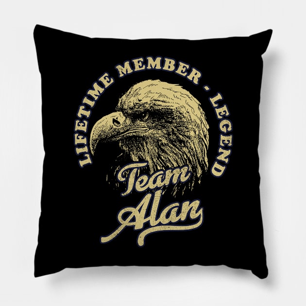 Alan Name - Lifetime Member Legend - Eagle Pillow by Stacy Peters Art