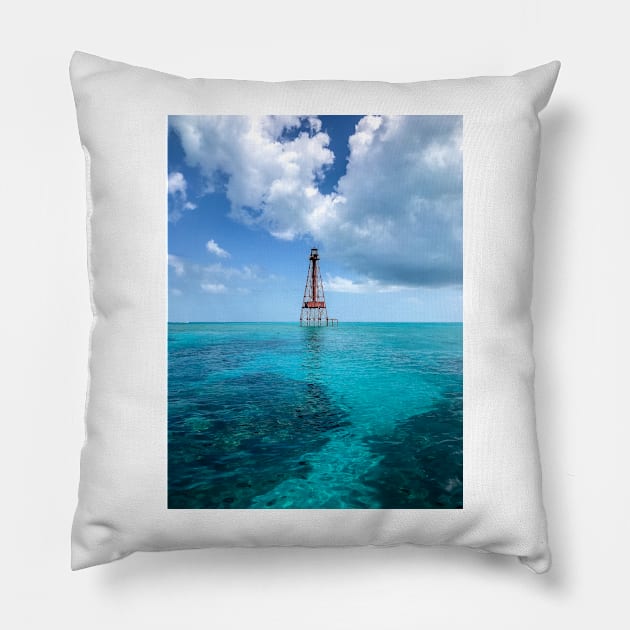 Sombrero Reef Lighthouse Pillow by cbernstein