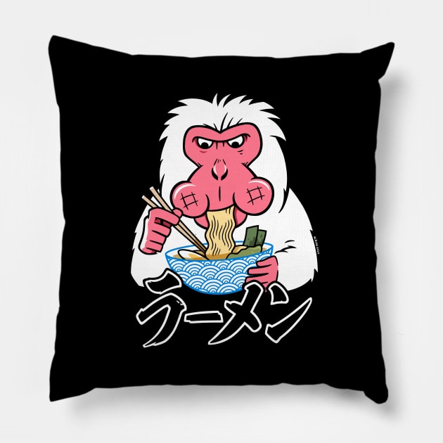 Snow Monkey Ramen Pillow by wloem