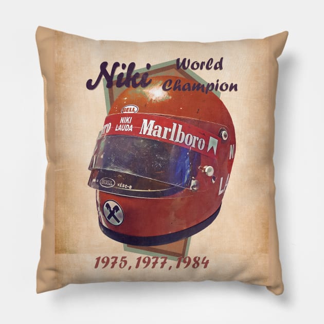 1975 Niki Lauda Pillow by Popcult Posters