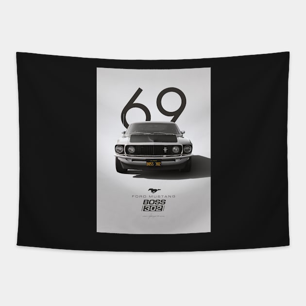 Special Edition Ford Mustang Boss 302 Artwork Tapestry by Brayj2