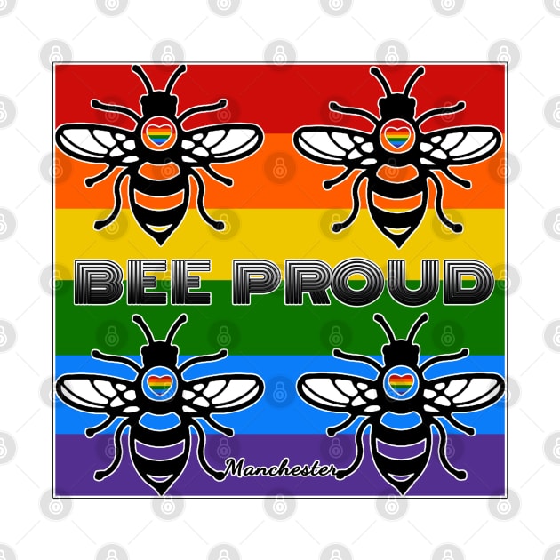 BEE PROUD. Celebrate Manchester Pride with this bold, rainbow flag bee design by Off the Page