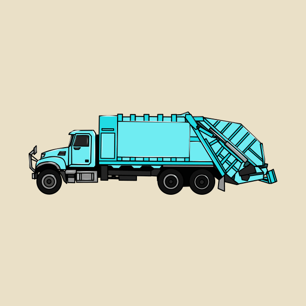 Garbage truck cartoon illustration by Miss Cartoon