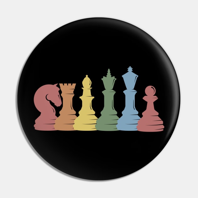 Retro Chess Pieces Pin by TeddyTees