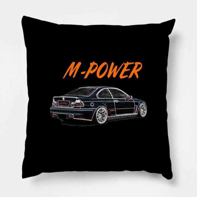 BMW M3 E46 Side View M Power Pillow by JFK KARZ