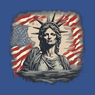 Statue of Liberty Face with the USA Flag T-Shirt