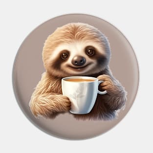 Cute Sloth with Coffee Drink Pin