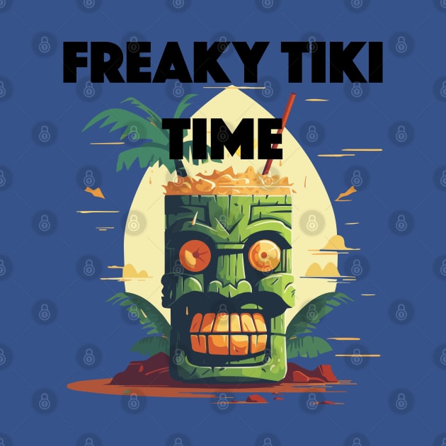 Tiki Drink - Freaky Tiki Time (Black Lettering) by VelvetRoom