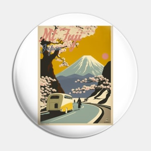 Mt Fuji Japan Vintage Travel Art Poster Pin