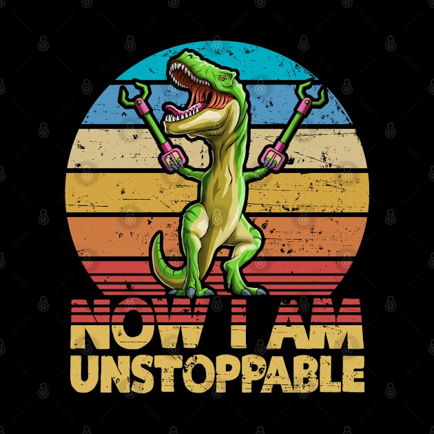 Now I Am Unstoppable Retro Style T-Rex Dinosaur Gift by Blink_Imprints10