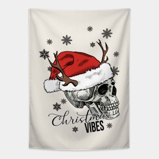 Christmas Vibes Skull Tapestry